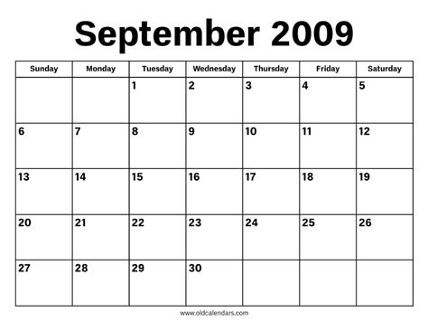 Sept 2009 Calendar